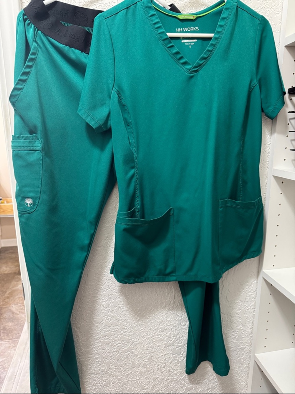 HH Works Green Medical Scrub Set - V-Neck Top & Pants